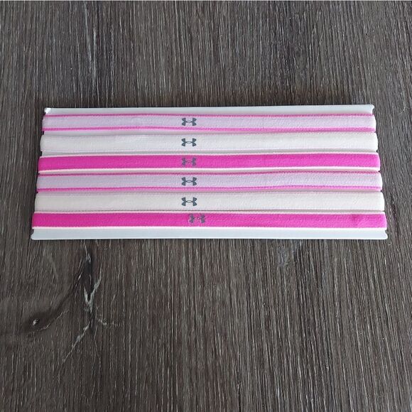 Under Armour UA 6-Pack Athletic Non-Slip Headbands - Pink, Cream - NEW - Picture 1 of 3